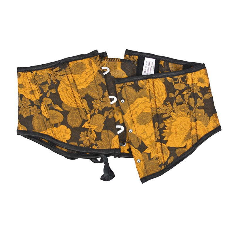 Autumn new oil painting relief sunflower short waistband 16cm3 buckle fishbone support waist seal Lolita waist seal