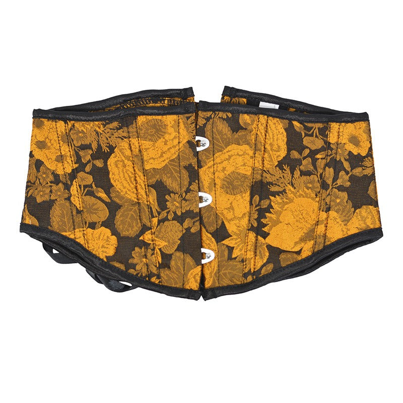Autumn new oil painting relief sunflower short waistband 16cm3 buckle fishbone support waist seal Lolita waist seal