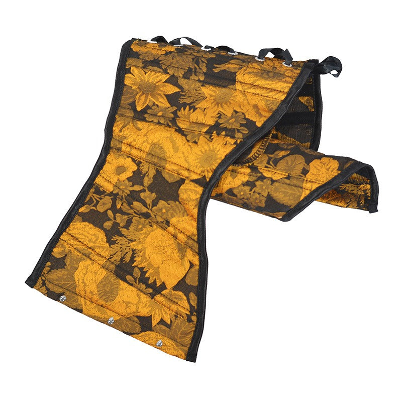 Autumn new oil painting relief sunflower short waistband 16cm3 buckle fishbone support waist seal Lolita waist seal